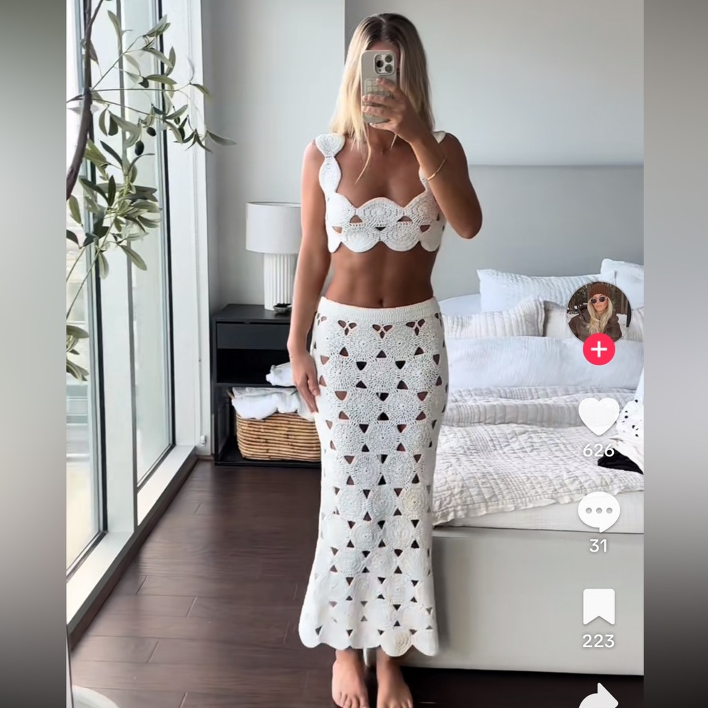 Glassons Crotchet Set, White, Size M/L